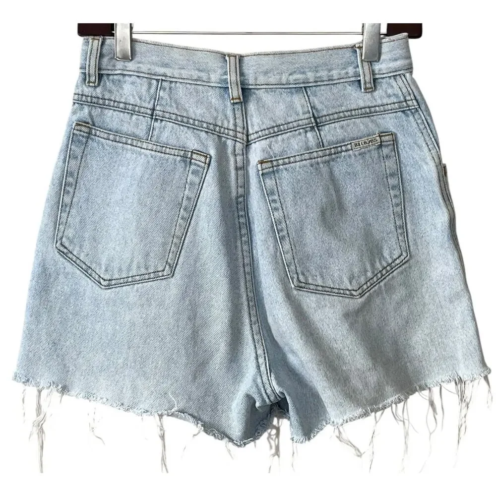 Vintage 80s Bill Blass Mom Shorts 8 100% Cotton High Waist Pleated Light Wash
